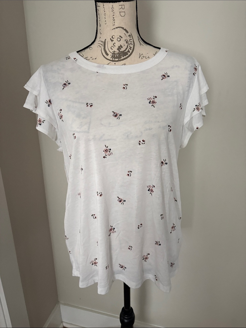 C&C California Large White Tee with Pink and Brown Floral Print